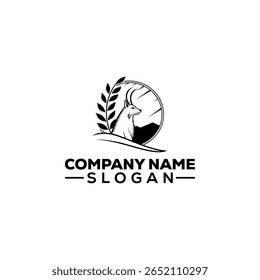 Mountain Goat and Wheat Wreath Logo Design