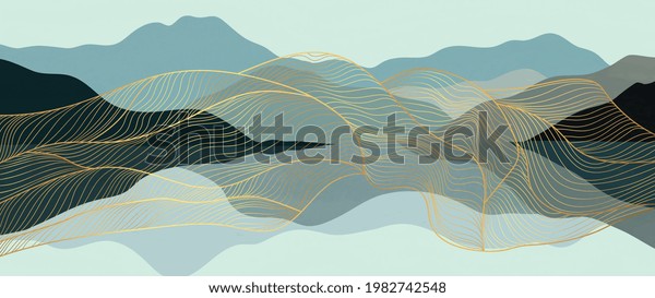 Mountain and gold
line art abstract background vector. Luxury wallpaper design for
wall art and home decoration background, canvas prints, banner,
Natural wallpaper and fabric.
