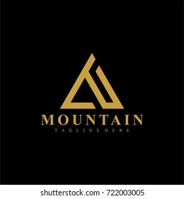 Mountain gold logo design vector.