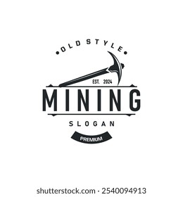 mountain gold mining logo design with simple vintage pickaxe tool concept illustration template