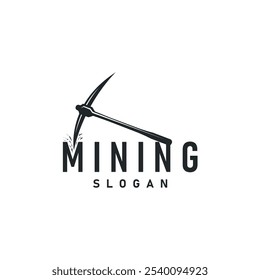 Diseño de logotipo de minería de oro de montaña con Plantilla de ilustración de concepto de herramienta de pico vintage simple