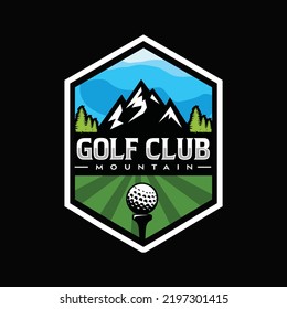 Mountain Golf Course Logo Icon Vector Emblem Badge Stock 