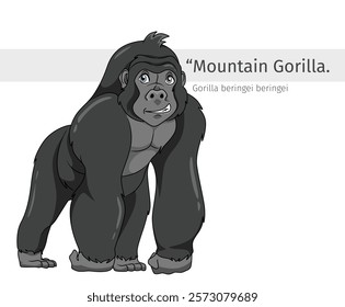 Mountain Gorilla cartoon illustration. wildlife animal isolated. animal cartoon collection. Gorilla Cartoon character