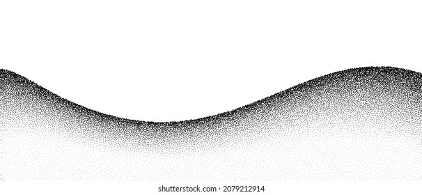Mountain grain pattern vector background  Black noise stipple dots wave  Sand grain effect  Dots grunge banner  Abstract noise dotwork pattern  Stipple circles texture  Dotted vector background 