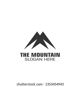 Mountain graphic logo template, isolated on white background.