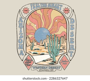 Mountain graphic print. Arizona desert state graphic print artwork for apparel, t shirt, sticker, poster, wallpaper and others. Desert vibes print.