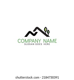 Mountain Green Forest Logo. N And M Logo, Organic Logo Green Food Logo.