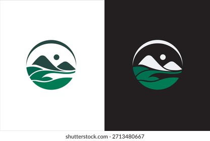 Elementos de Plantilla de diseño de logotipo verde montaña