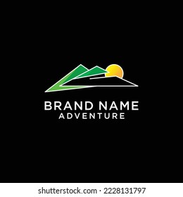 Mountain green logo icon design template flat vector illustration
