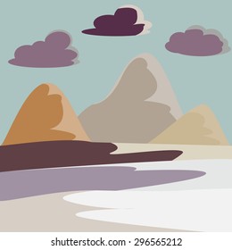 MOUNTAIN AND GREEN VALLEY vector illustration
