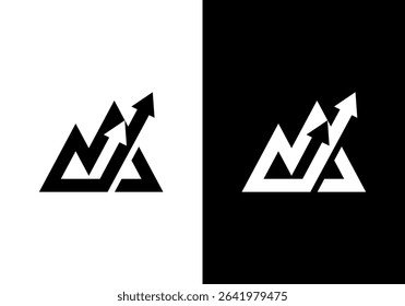 mountain and growth arrow logo design template, business and mountain growth arrow icon vector illustration	
