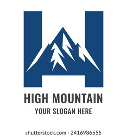 Mountain H Letter  Vector logo design 