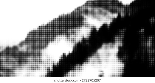 Montanha com efeito de pontilhado de meio-tom, para design de colagem grunge punk y2k. Fundo de fotocópia retro ruidoso brutalista com montículo. Ilustração vetorial para banner vintage, cartaz de música	
