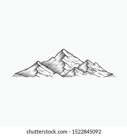Mountain Hand Drawing Illustration  Engraved