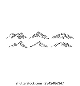 mountain hand drawn doodle illustrations vector set