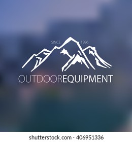 Mountain hand drawn hogo. Vector design element in vintage style for logotype, label,tag, badge and other. Mountain logo,  symbol, icon in retro style