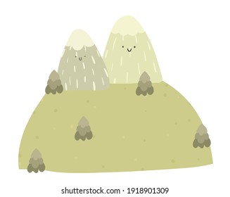 Mountain and Hand Drawn Kids Room Decoration. Cute Simple Vector Illustration with   Moutain. Abstract Infantile Style Mountain and Hand Drawn