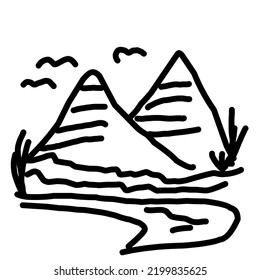 Mountain hand drawn lineart isolated vector