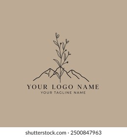 Montaña dibujado a mano diseño de logotipo .