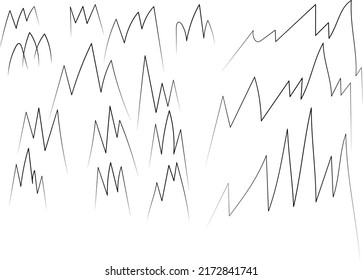 mountain hand drawn silhouette line art outline