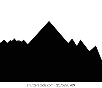 esquema de la línea de arte de silueta dibujada a mano de montaña