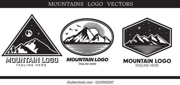 Mountain hand drawn vector icon logo illustration board