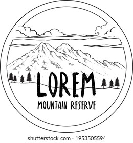 mountain hand drawn vector illustration. logo badge template