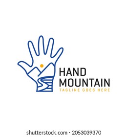 Mountain Hand Inspiration Illustration Outline Logo Design