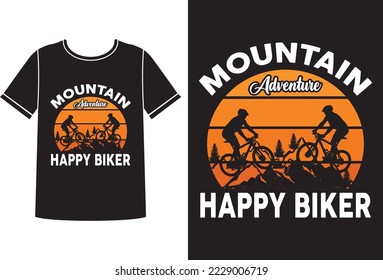 Mountain happy biker t-shirt design template