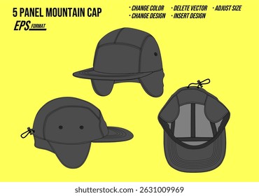 mountain hat mockup vector flat draw