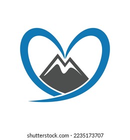 mountain heart logo icon template