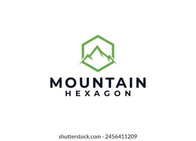 Mountain hexagon green minimalist logo