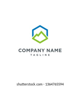 Mountain with hexagon logo design