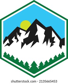 Gebirge in Hexagon Logo-Design