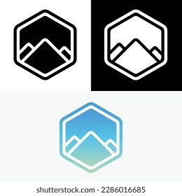 Mountain Hexagon Nature Badge Logo