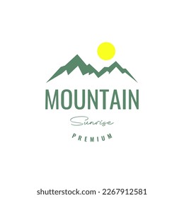 mountain high hill sunrise spirit simple colored vintage logo design vector icon illustration