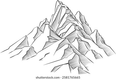 mountain highland stone line art vector backround decoration graphic design element