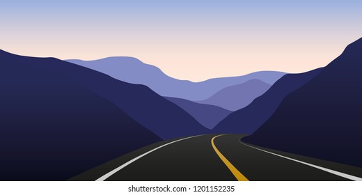 mountain highway in the dark landscape vector illustration EPS10