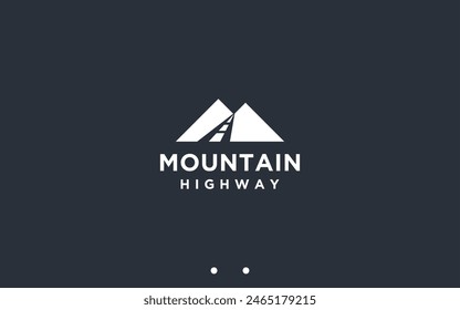 mountain with highway logo design vector silhouette illustration