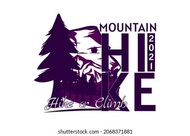 mountain hike style retro silhouette t shirt design