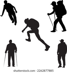 mountain hiker vector eps Silhouettes template 5