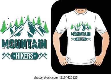 Bergwanderer-T-Shirt-Design - Vektorgrafik, typografisches Poster, Vintage, Etikett, Abzeichen, Logo, Symbol oder T-Shirt
