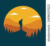 Mountain hikers vector illustration for apparel, sticker, batch, background, poster and others