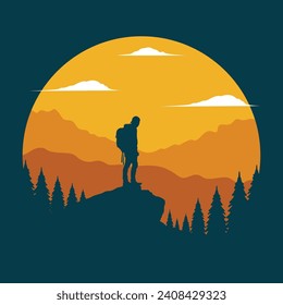 Mountain hikers vector illustration for apparel, sticker, batch, background, poster and others