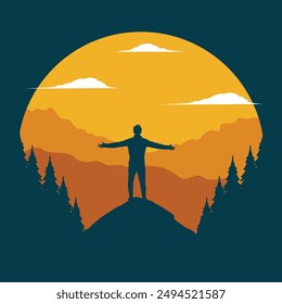 Mountain hikers vector illustration for apparel, sticker, batch, background, poster and others print	
