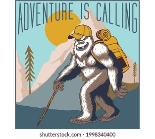 ilustración vectorial de campamento yeti de montaña 