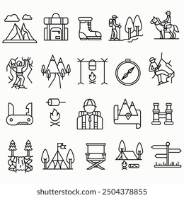 MOUNTAIN - HIKING - CAMP ICONS SET