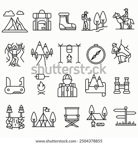 MOUNTAIN - HIKING - CAMP ICONS SET