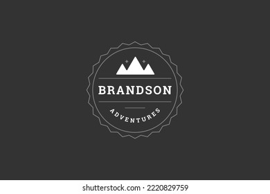 Mountain hiking climbing camping travel vintage circle logo design template place for text vector illustration. Cliff rocky summit adventure trip extreme tourism hobby sport activity company brand