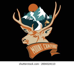 mountain hiking deer hunting  camping vector design  